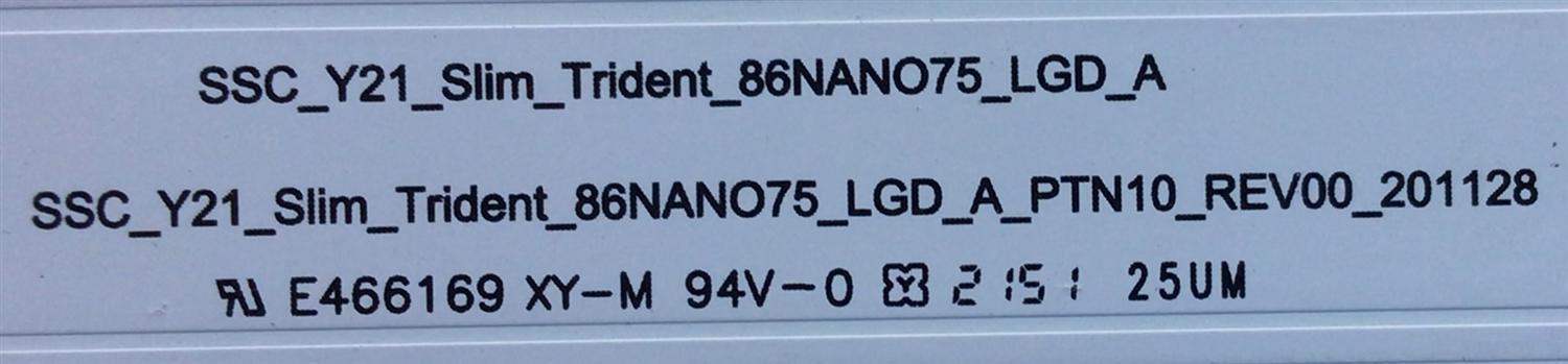 KIT DE LEDS PARA TV LG / ( 22 PZ ) NUMERO DE PARTE EAV65033001 / SSC_Y21_SLIM_RIDENT_86NANO75_LGD_A / SSC_Y21_SLIM_RIDENT_86NANO75_LGD_A_PTN10_REV00_201128 / MODELO 86NANO75 - Imagen 5